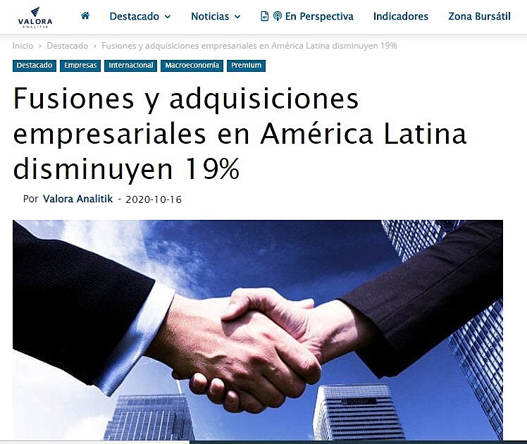 Fusiones y adquisiciones empresariales en Amrica Latina disminuyen 19%